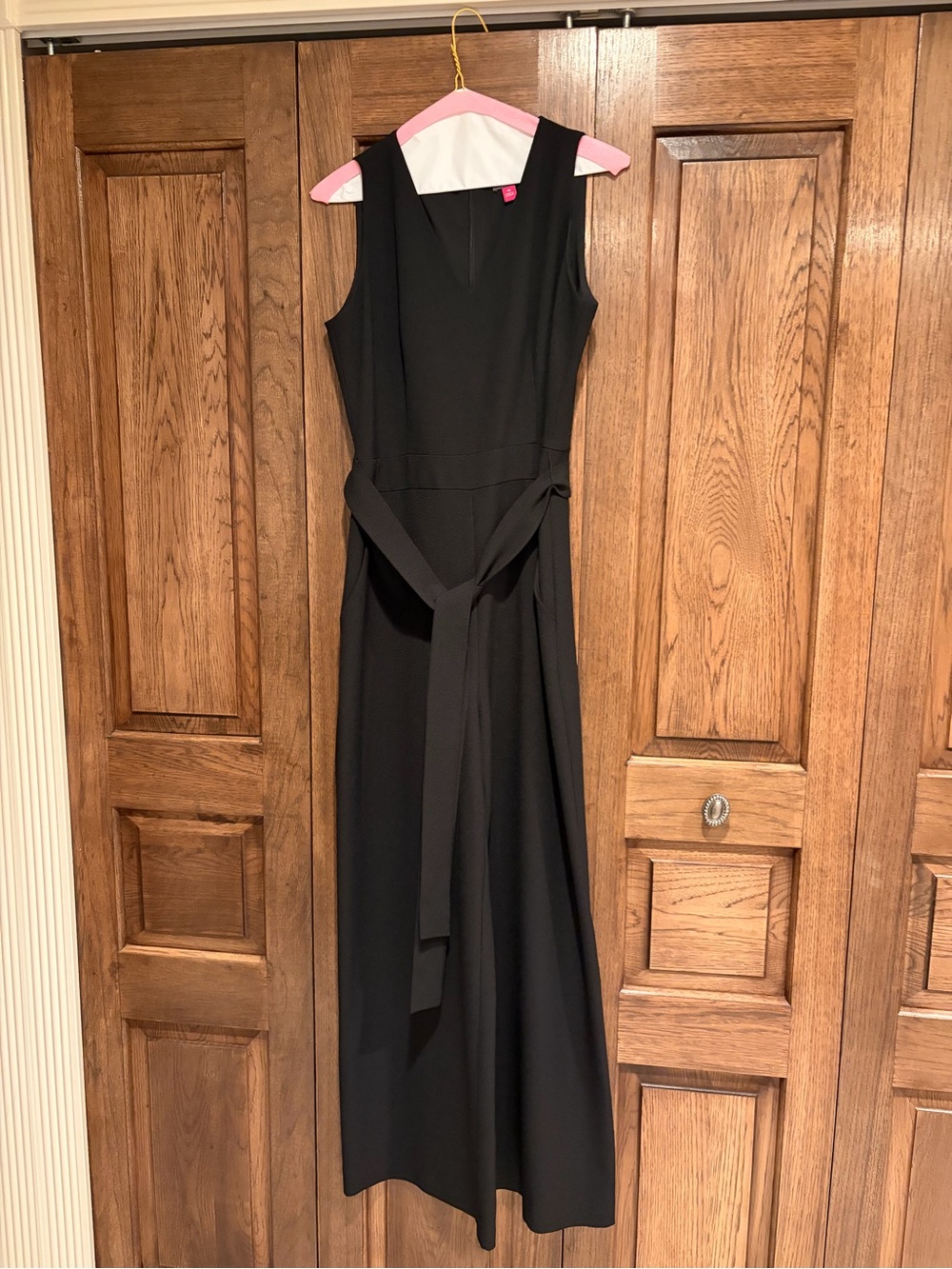 Classic Black Sleeveless Tie-Waist Jumpsuit